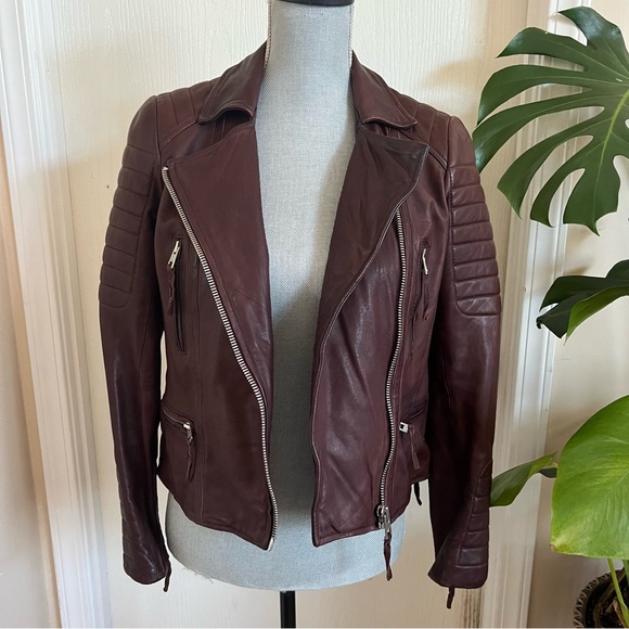 All Saints Oxblood Leather Jacket - Picture 6 of 16